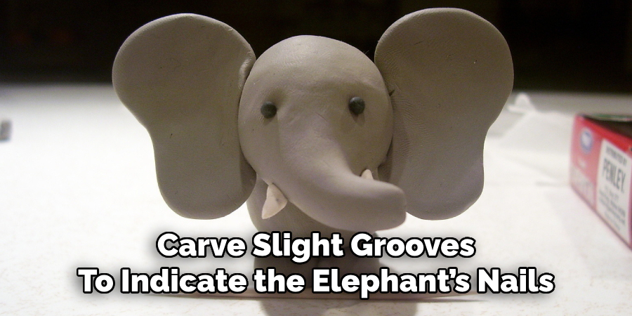 Carve Slight Grooves
To Indicate the Elephant’s Nails
